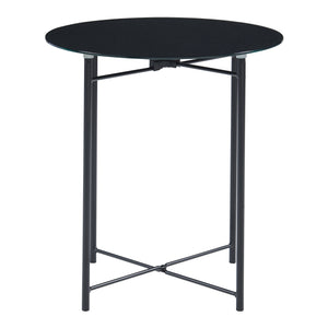 Bijzettafel Ödeshög rond glas 45xØ42 cm zwart [en.casa]