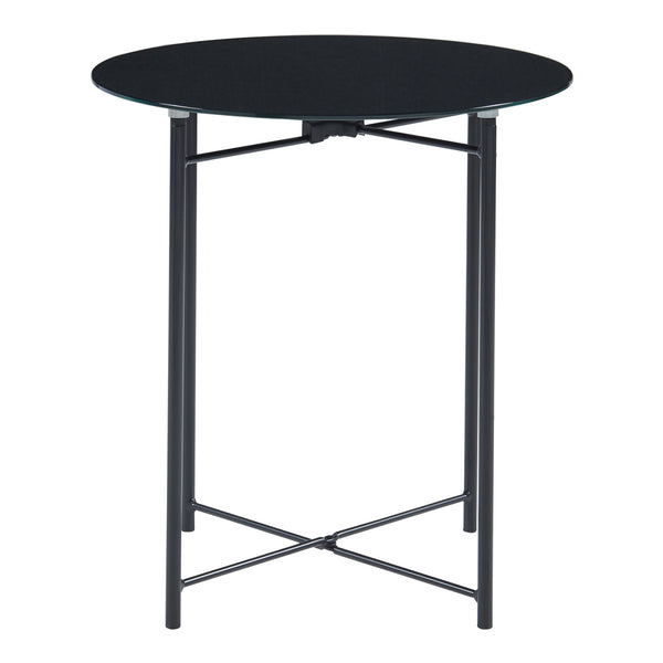 Bijzettafel Ödeshög rond glas 45xØ42 cm zwart [en.casa]
