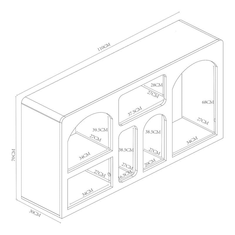 Maatschets Commode Vågå dressoir 110x30x70 cm wit [en.casa]