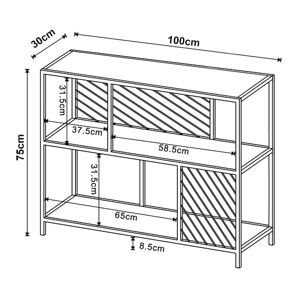 Console tafel Övertorneå 100x30x75 cm zwart en eikenkleurig [en.casa]
