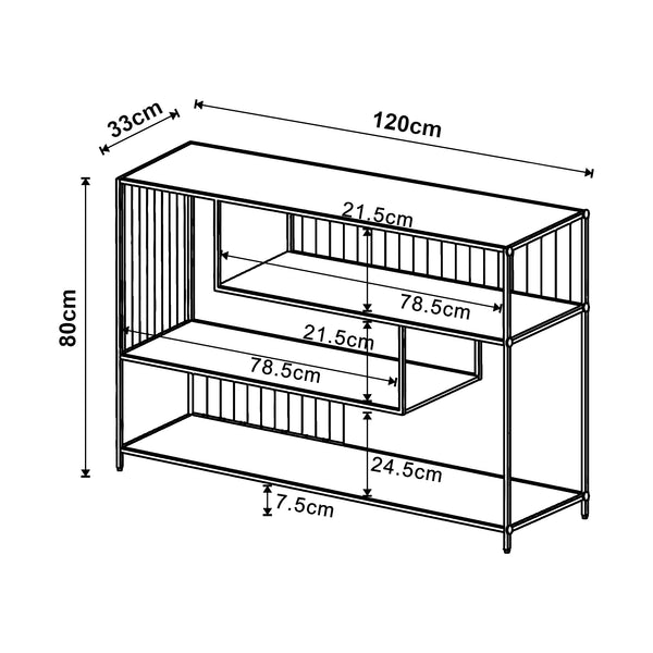 Console tafel Oxelösund 120x33x80 cm zwart [en.casa]