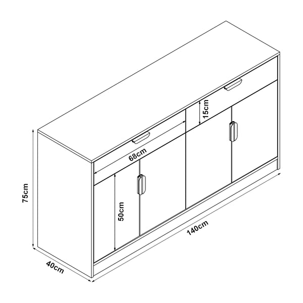 Commode Varkaus 75x140x40 cm mdf eikenkleurig [en.casa]