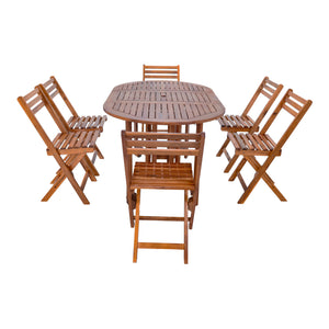 Tuinset Acerenza 7-delig tuintafel met 6 tuinstoelen houtkleurig FSC®-gecertificeerd [en.casa]