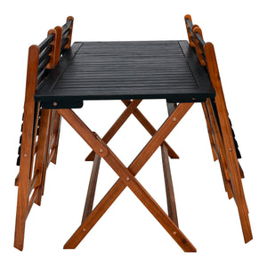 Tuinset Altamura 5-delig tuintafel met 4 tuinstoelen houtkleurig en grijs FSC®-gecertificeerd [en.casa]