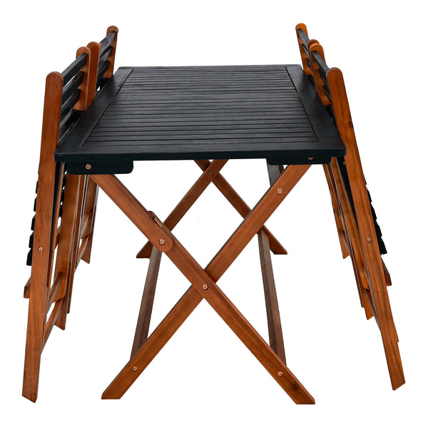 Tuinset Altamura 5-delig tuintafel met 4 tuinstoelen houtkleurig en grijs FSC®-gecertificeerd [en.casa]