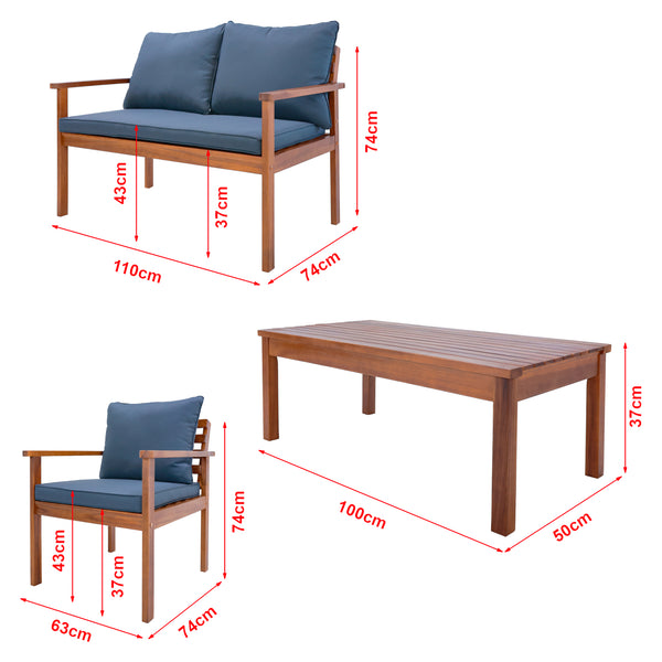 Tuinset Brittoli 4-delig houtkleurig en grijs FSC®-gecertificeerd [en.casa]