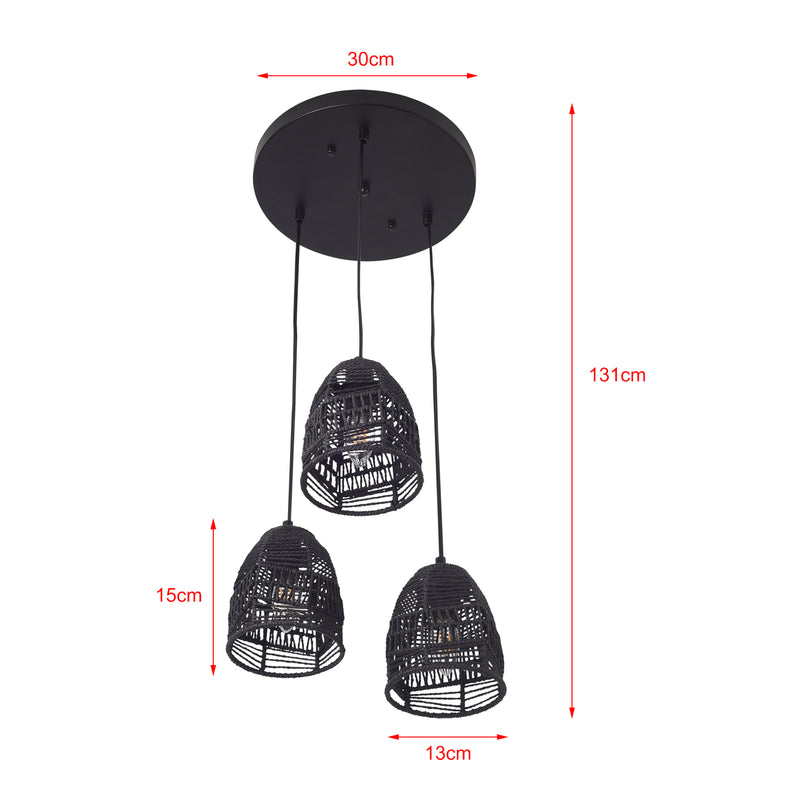 Maatschets Design hanglamp Andover 3xE14 zwart lux.pro