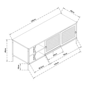 TV meubel Tysnes 120x40x45 cm eikenkleurig en zwart [en.casa]