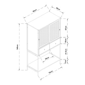Houten kast Tysnes 140x80x40 cm eikenkleurig en zwart [en.casa]