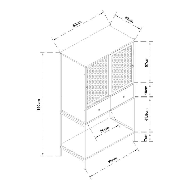 Maatschets Houten kast Tysnes 140x80x40 cm eikenkleurig en zwart [en.casa]