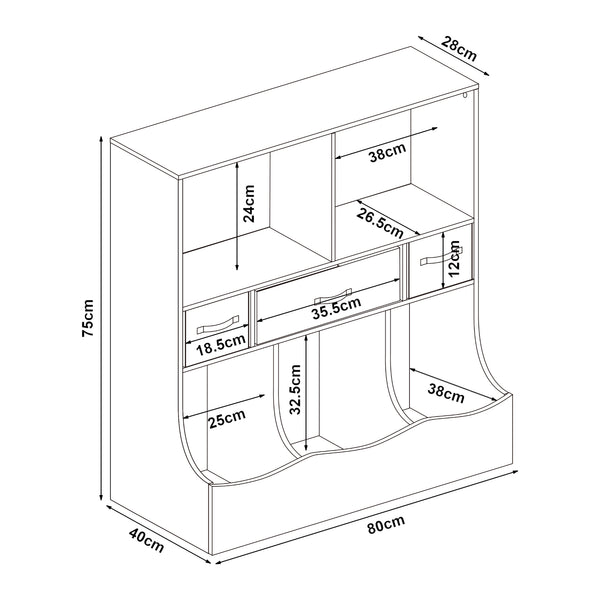 Kinderkast Vastesa open kast 75x80x40 cm wit [en.casa]
