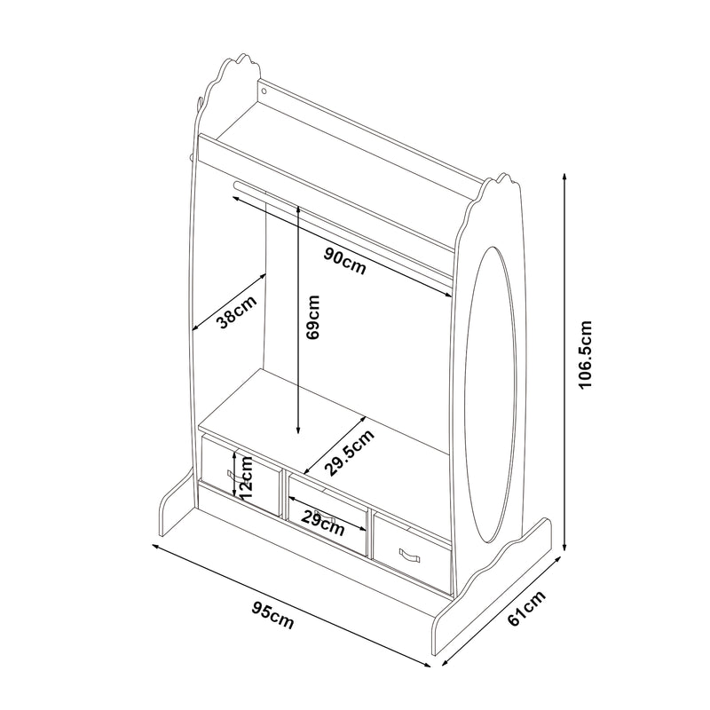 Maatschets Kledingkast Moskenes open kast voor kinderen 106,5x95x61 cm wit [en.casa]