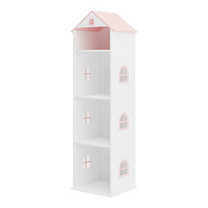 Kinderkast Leksand open kast 140x40x35 cm wit en roze [en.casa]
