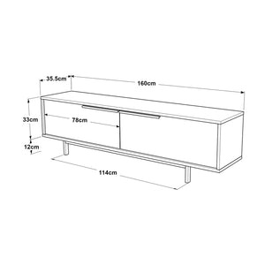 TV meubel Kvænangen 160x35,5x45 cm eikenkleurig zwart en rotan look [en.casa]