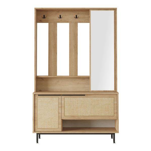 Halmeubel Kvænangen halkast 178x112x35,5 cm eikenkleurig en zwart [en.casa]