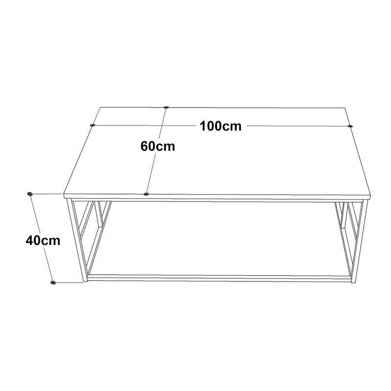 Maatschets Salontafel Velendi 100x60x40 cm eikenkleurig en zwart [en.casa]