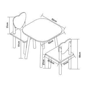 Kindertafel met 2 kinderstoelen Siljan wit en lila [en.casa]