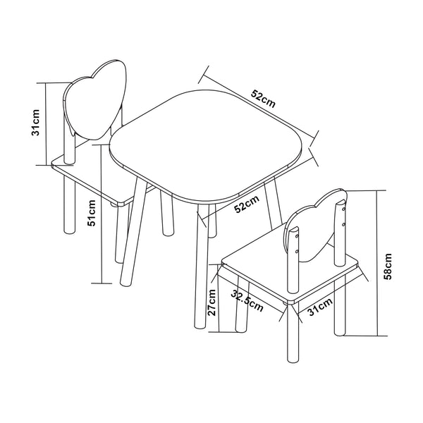 Kindertafel met 2 kinderstoelen Siljan wit en lila [en.casa]