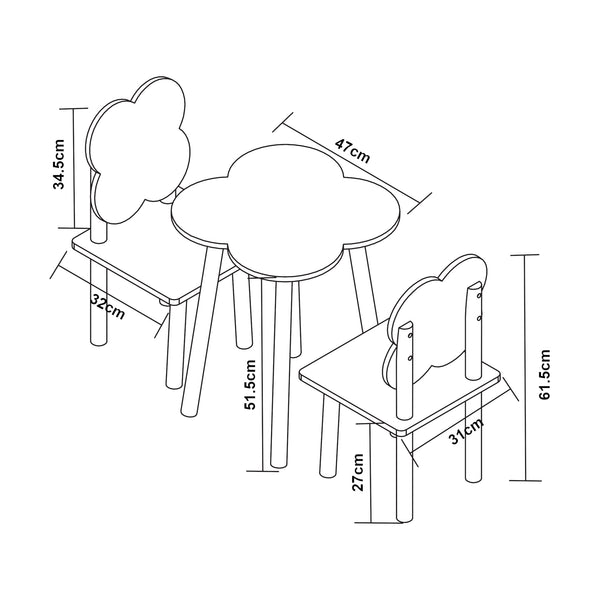 Kindertafel met 2 kinderstoelen Simrishamn wit en lila [en.casa]