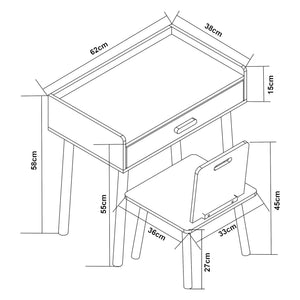 Kindertafel met kinderstoel Skjervøy naturel en wit [en.casa]