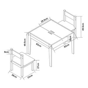Kindertafel met 2 kinderstoelen Smedjebacken naturel wit en zwart [en.casa]