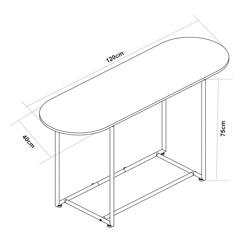 Maatschets Console tafel Nordfron 120x40x75 cm zwart en marmer wit [en.casa]