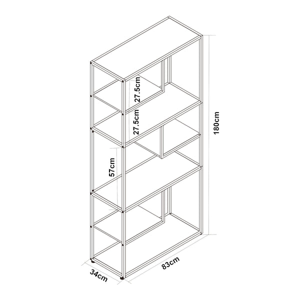 Boekenkast Østre open kast 180x83x34 cm zwart en walnootkleurig [en.casa]