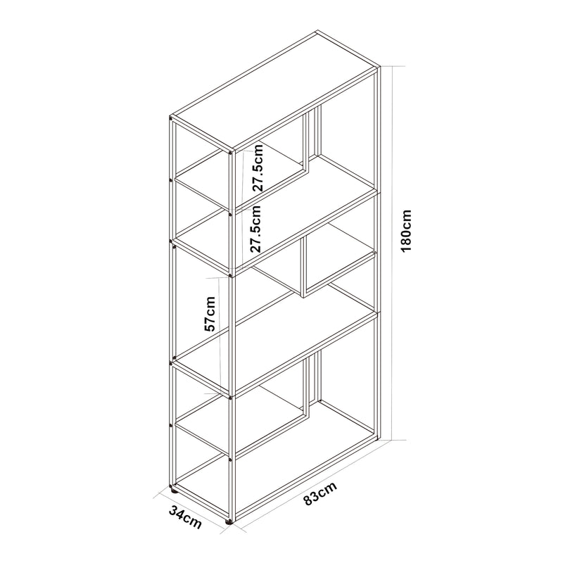 Maatschets Boekenkast Østre open kast 180x83x34 cm zwart en walnootkleurig [en.casa]