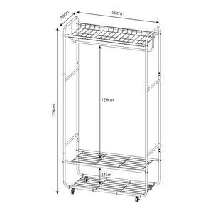 Kledingkast Vestvågøy open kast op wielen 176x90x40 cm zwart [en.casa]