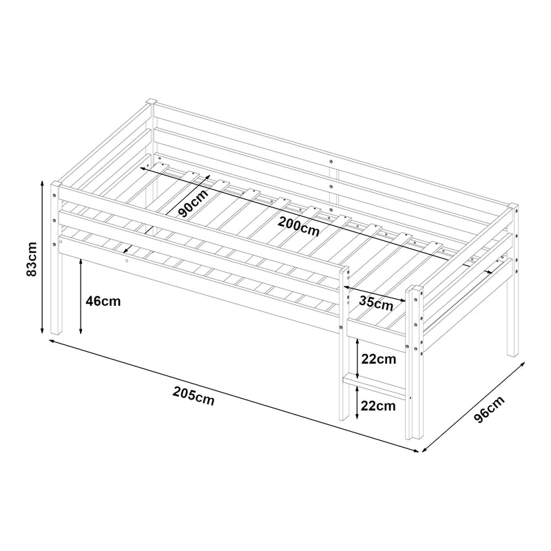 Maatschets Kinderbed Siikalatva met matras 90x200 cm wit [en.casa]