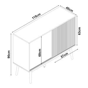 Commode Landskrona dressoir 90x115x40 cm eikenkleurig [en.casa]