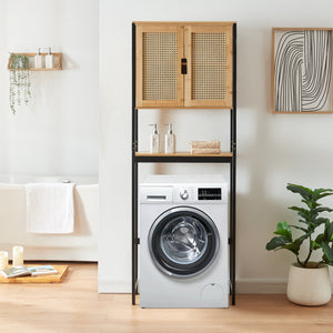 Toilet ombouwkast Tervola 172x63x27 cm zwart en naturel [en.casa]