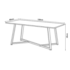 Salontafel Riskiften marmerlook zwart en zwart 120x60x48 cm [en.casa]