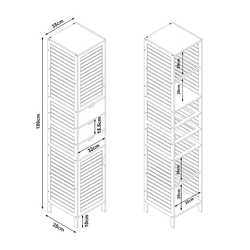 Maatschets Badkamerkast Boksereys 180x35x35 cm naturel [en.casa]