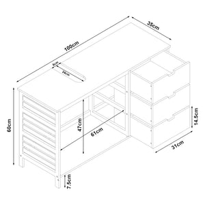 Wastafelonderkast Boksereys bamboe naturel 60x100x35 cm [en.casa]