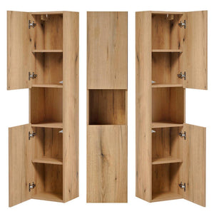 Kolomkast Newport 140x30x25 cm eikenkleurig en zwart [en.casa]