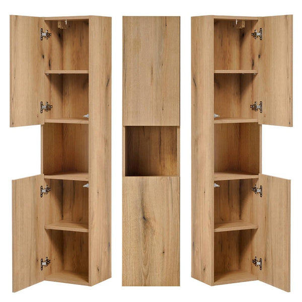 Kolomkast Newport 140x30x25 cm eikenkleurig en zwart [en.casa]