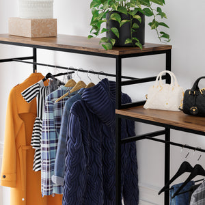 Kledingrek Skestbyena 240x40x170 cm zwart en walnootkleurig [en.casa]