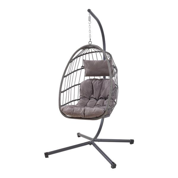Hangstoel Edeng met standaard grijs 196x110x95 cm [en.casa]