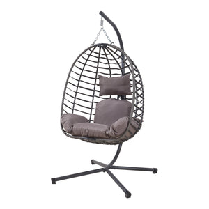 Hangstoel Kandsvas met standaard grijs 198x110x95 cm [en.casa]