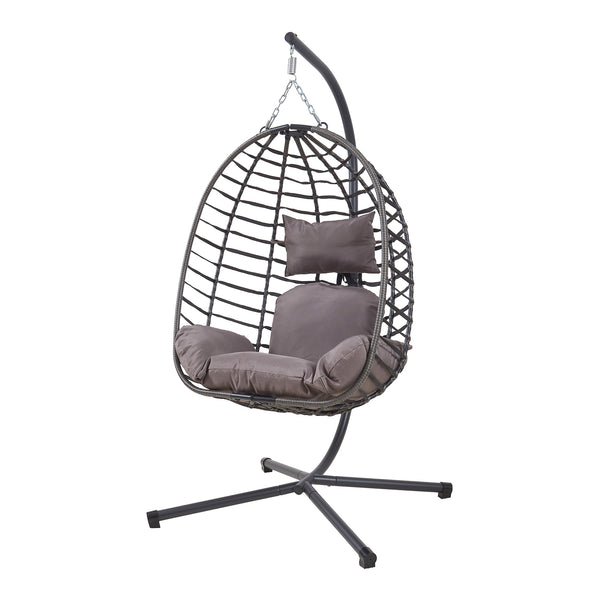 Hangstoel Kandsvas met standaard grijs 198x110x95 cm [en.casa]
