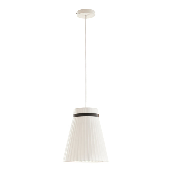 Hanglamp Broughton E27 stoffen lampenkap wit met zwarte ring lux.pro