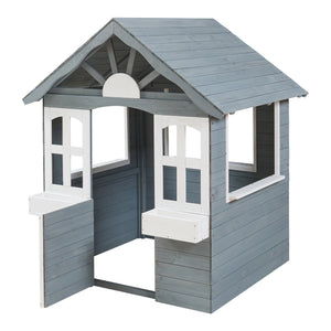 Speelhuis Vesa houten kinderhuisje grijs en wit casa.pro