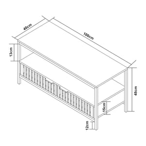 Salontafel Luniehti zwart en naturel 100x40x48 cm [en.casa]