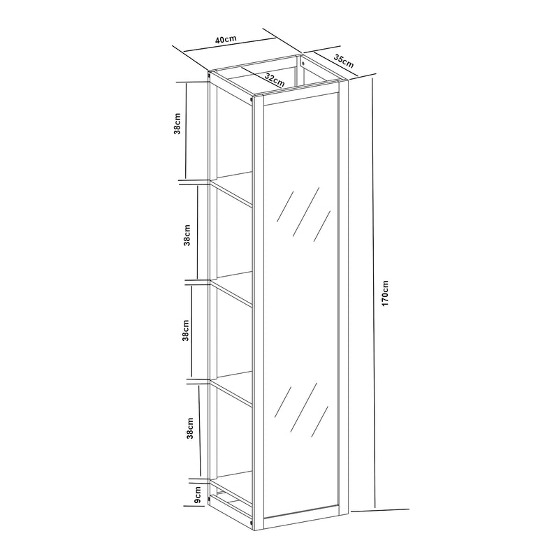Maatschets Open kast met spiegel As 170x40x35 cm naturel en wit [en.casa]