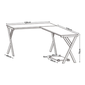 Bureau Tarielarg L-vorm met pc-standaard 158x120x75 cm wit en eikenkleurig [en.casa]