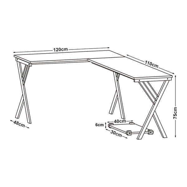 Bureau Tarielarg L-vorm met pc-standaard 158x120x75 cm wit en eikenkleurig [en.casa]