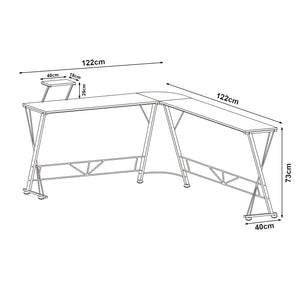 Bureau Yremso L-vormig 122x122x98 cm zwart [en.casa]