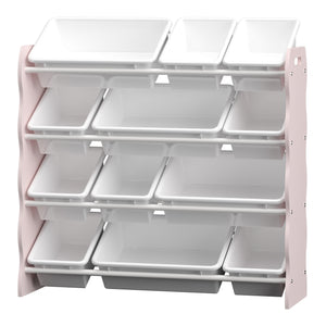 Kinderkast Vestnes met 12 boxen 78x86x27 cm roze en wit [en.casa]