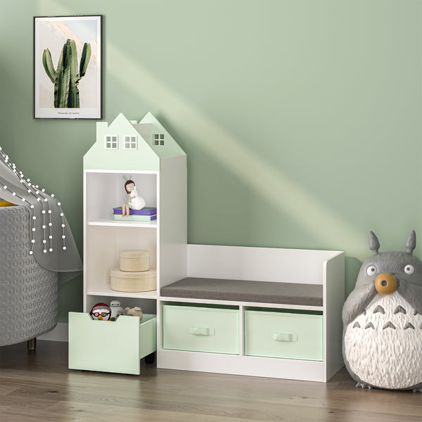 Kinderrek met zitbank Vipsali 100x99x30 cm mintgroen en wit [en.casa]